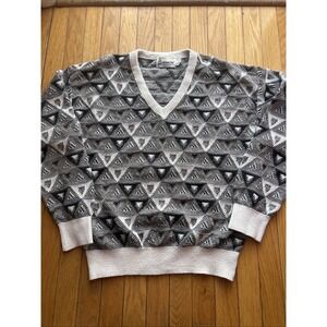 Vintage London Fog Men's Knit Sweater Textured Coogi Style Cosby 90a Size L USA